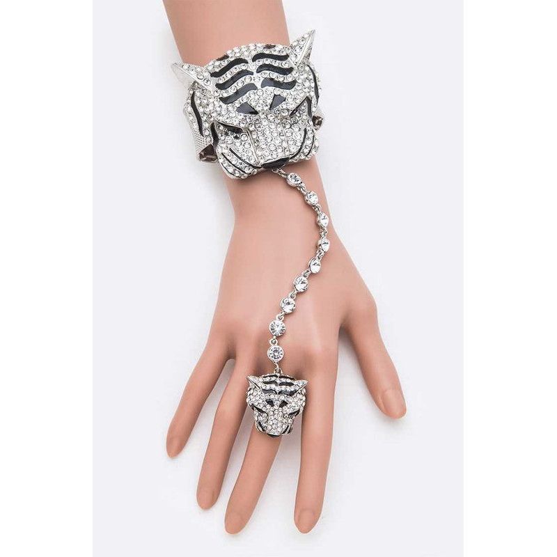Crystal Tiger  Ring Bracelet