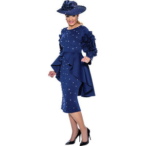 Ruffle Navy Sparkling Blue Dress