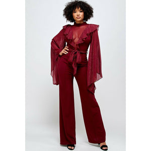 Ruby Red Bell Sleeve Jumpsuit