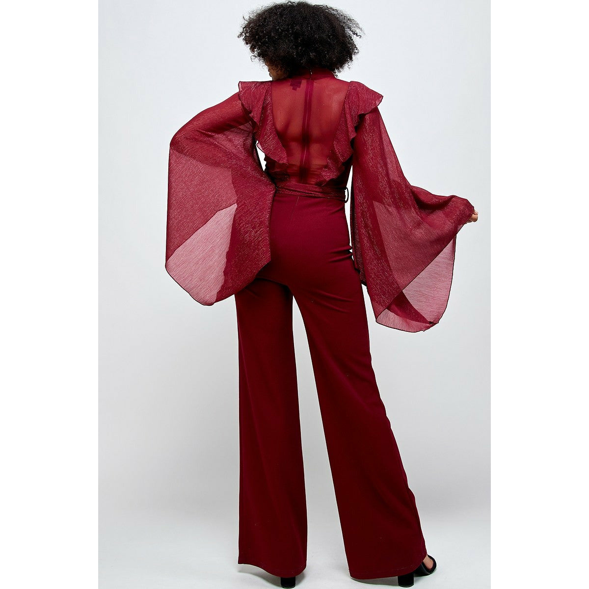Ruby Red Bell Sleeve Jumpsuit