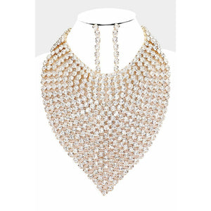 Gold Crystal  Teardrop Necklace Set