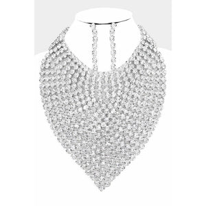 Rhinestone Crystal Teardrop Necklace Set