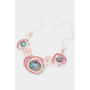 Pretty Pink Colored Abstract Necklace Set