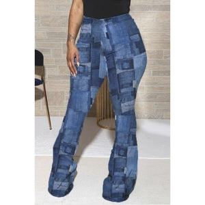 Curvy Blue Multi Patch Pants