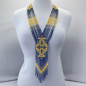 Yellow & Blue Beaded Necklace
